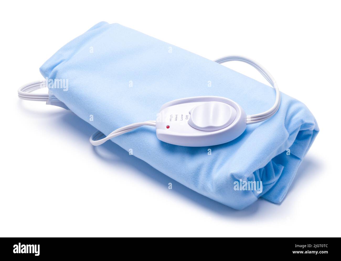 Blue Heating Pad Cut Out on White. Stock Photo