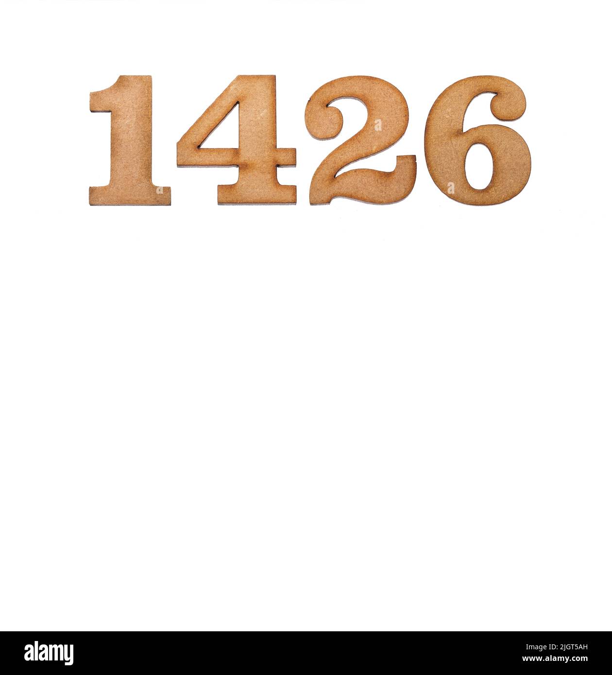 number-1426-piece-of-wood-isolated-on-white-background-stock-photo