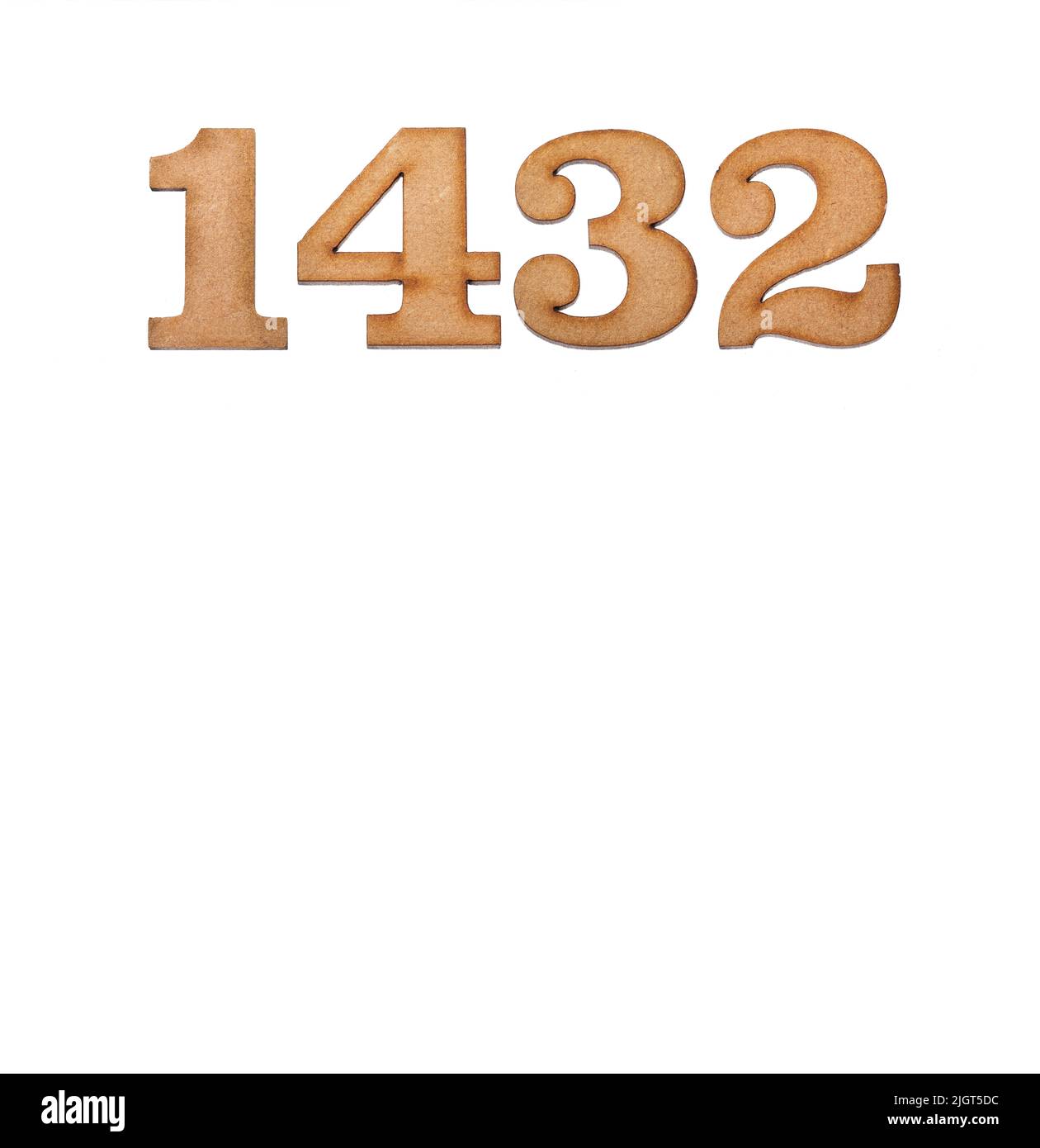 Number 1432 - Piece of wood isolated on white background Stock Photo ...