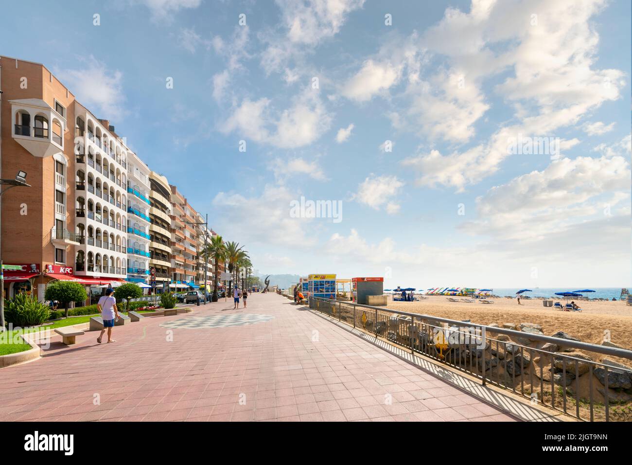The Spanish resort town of Lloret de Mar, Spain, along the Costa Brava coast of the Mediterranean Sea. Stock Photo