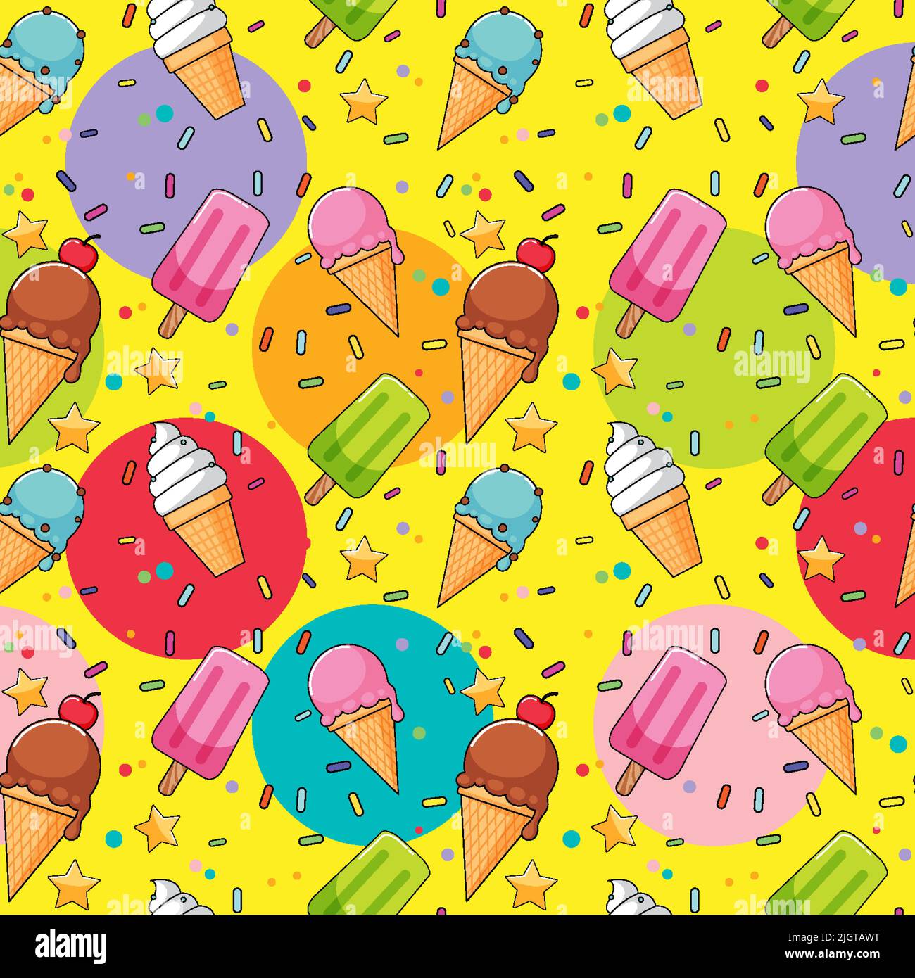 Sweet ice cream seamless pattern illustration Stock Vector Image & Art ...