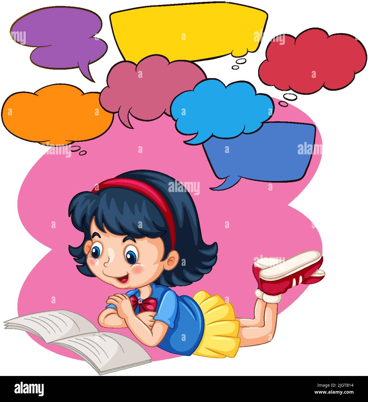Speech bubble template with girl reading illustration Stock Vector ...