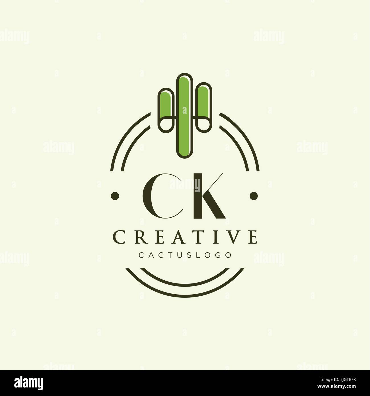 CK Initial letter green cactus logo template vector Stock Vector