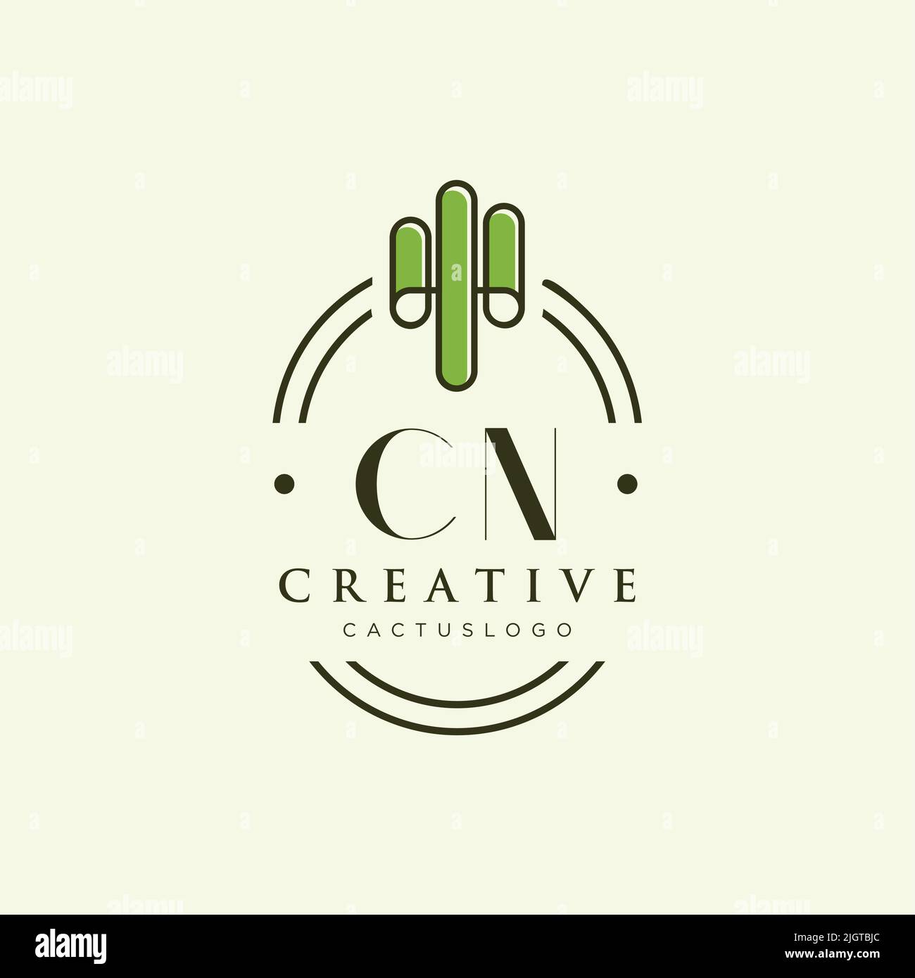 CN Initial letter green cactus logo template vector Stock Vector