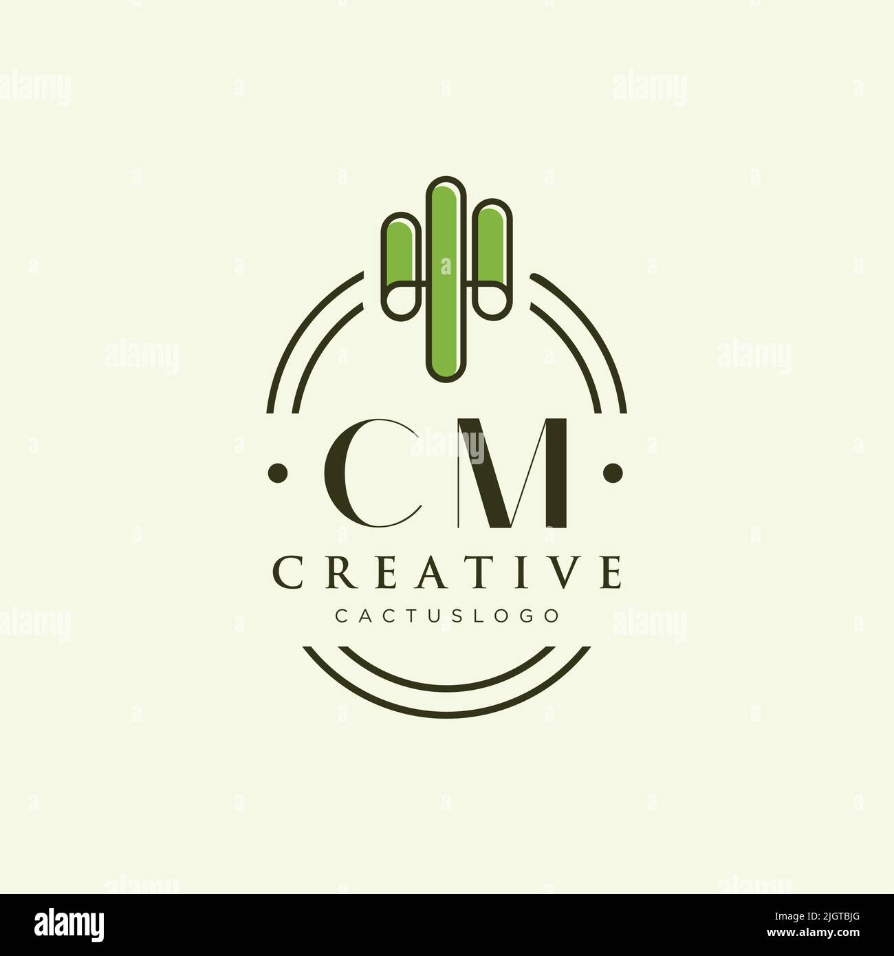CM Initial letter green cactus logo template vector Stock Vector
