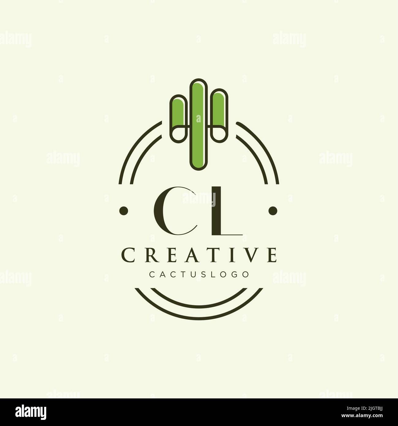 CL Initial letter green cactus logo template vector Stock Vector