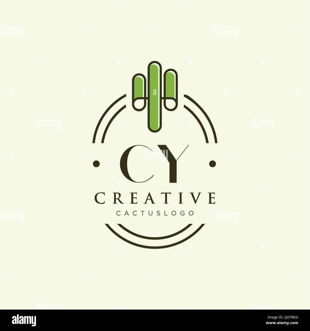CY Initial letter green cactus logo template vector Stock Vector