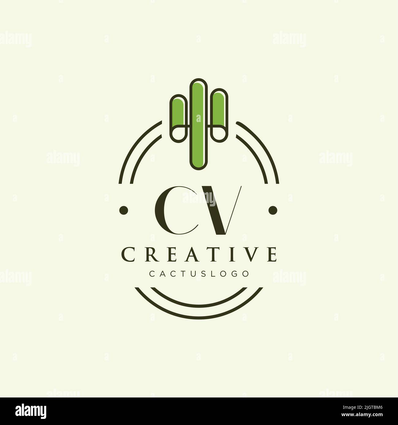 CV Initial letter green cactus logo template vector Stock Vector