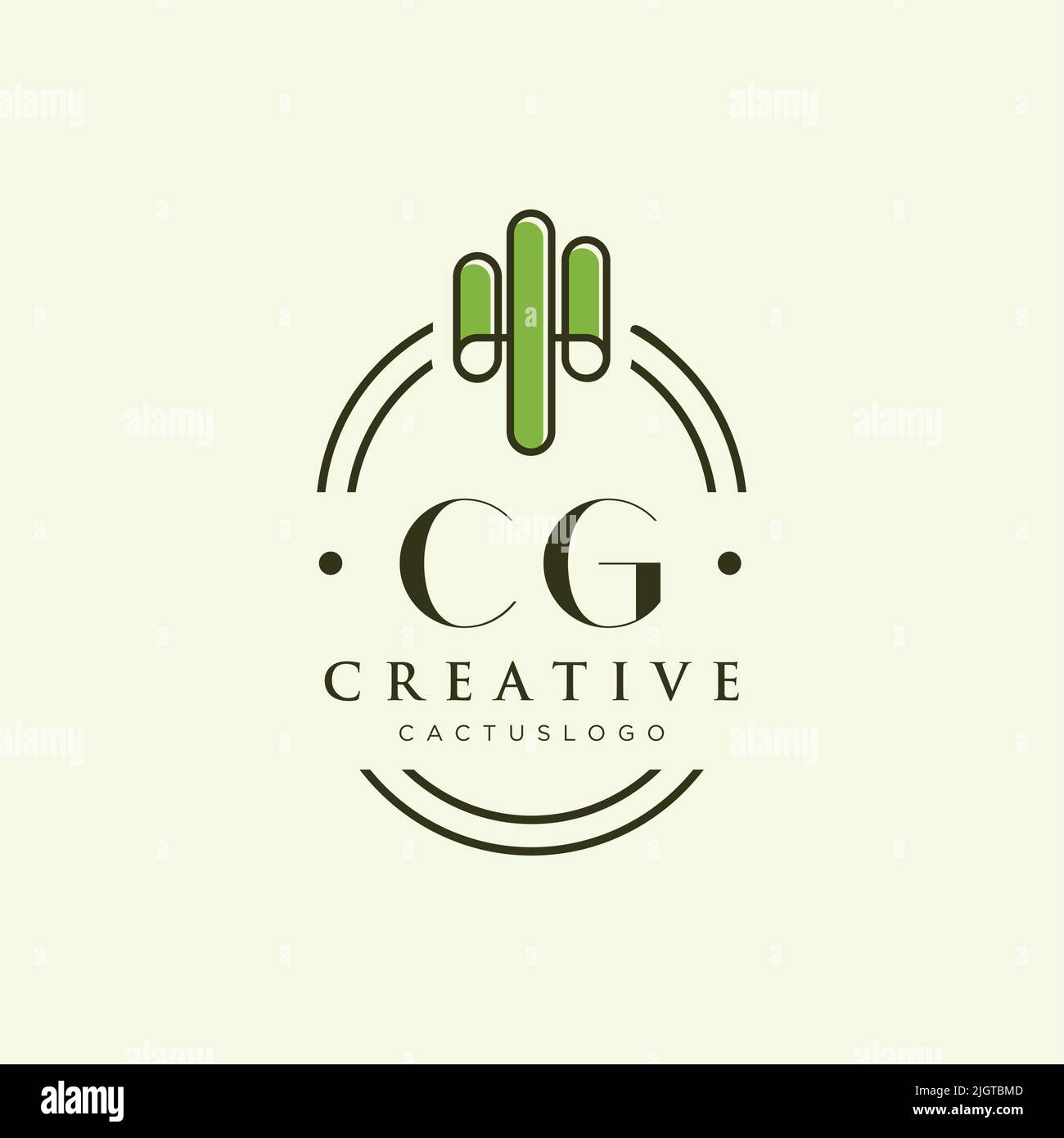 CG Initial letter green cactus logo template vector Stock Vector