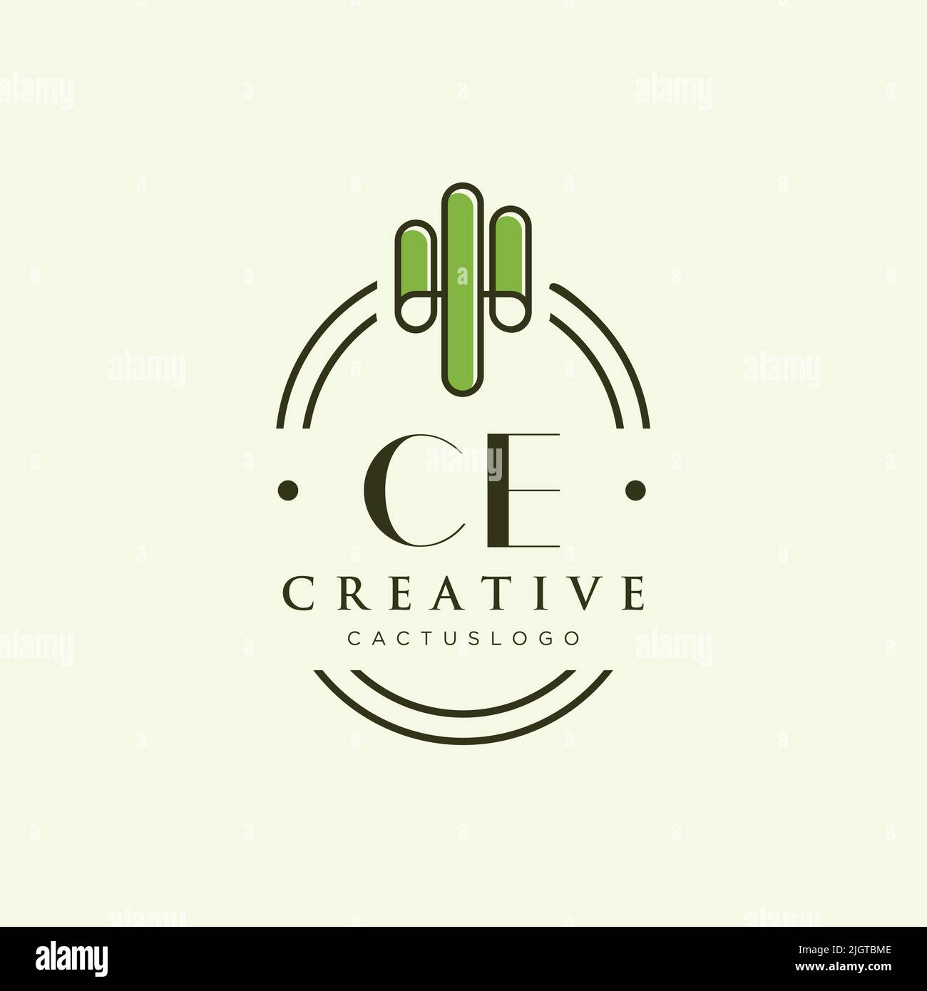 CE Initial letter green cactus logo template vector Stock Vector