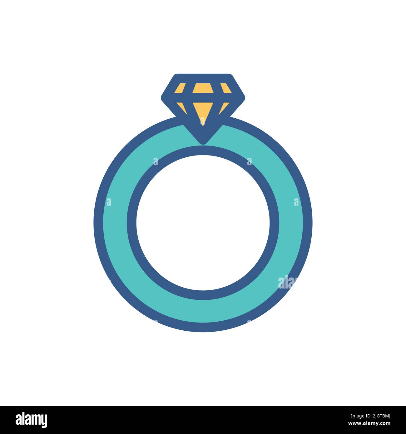 gem ring icon. Icon related to wedding. Lineal color icon style. Simple design editable Stock Vector