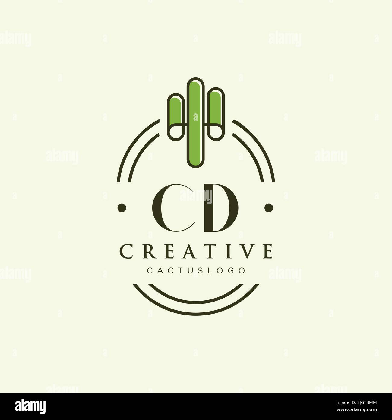 CD Initial letter green cactus logo template vector Stock Vector