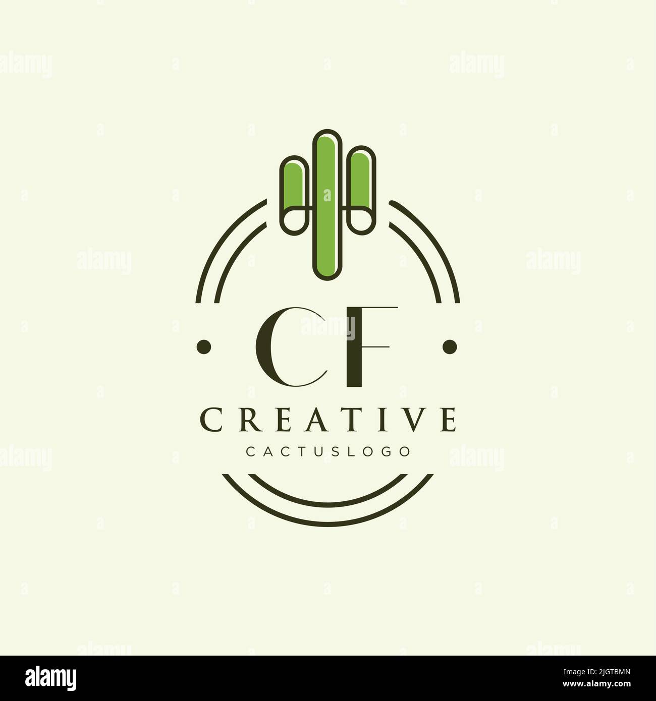 CF Initial letter green cactus logo template vector Stock Vector