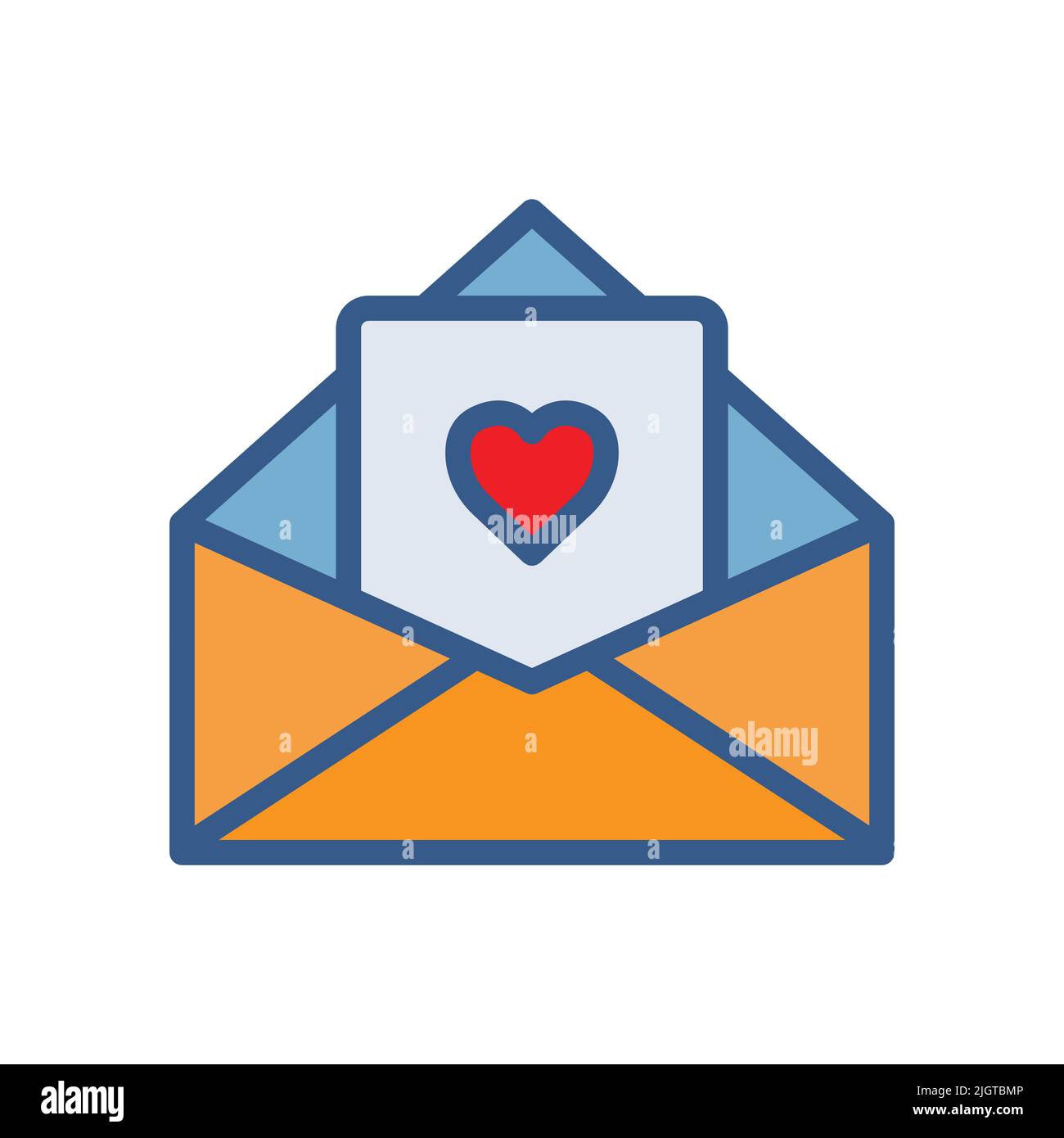 Open envelope icon with heart. Icon related to wedding. Lineal color icon style. Simple design editable Stock Vector