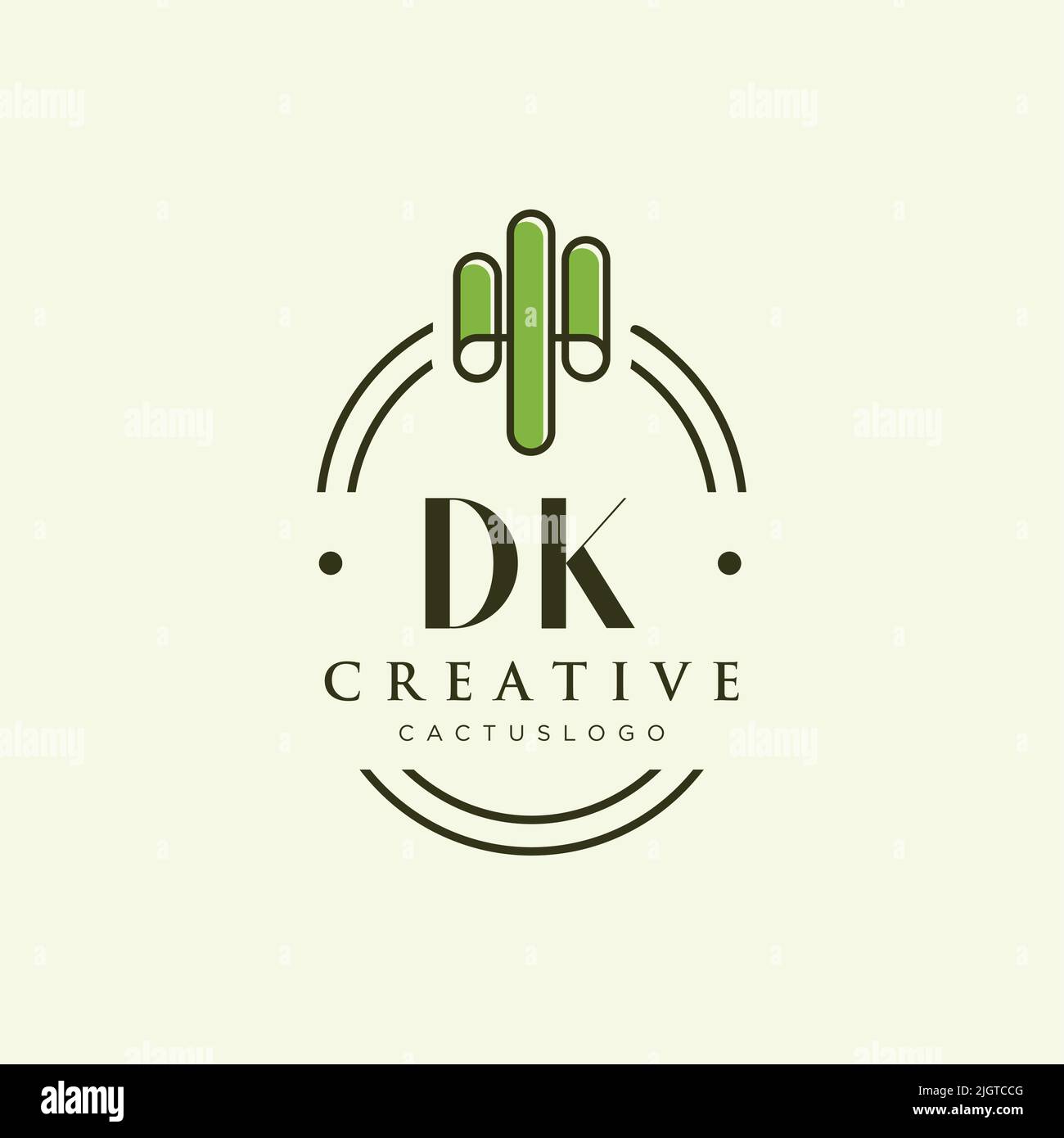 DK Initial letter green cactus logo template vector Stock Vector