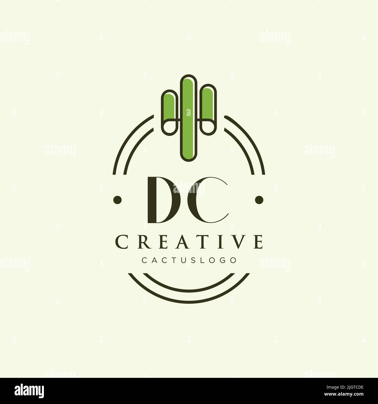 DC Initial letter green cactus logo template vector Stock Vector