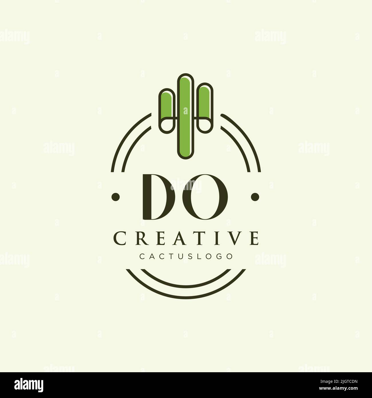 DO Initial letter green cactus logo template vector Stock Vector