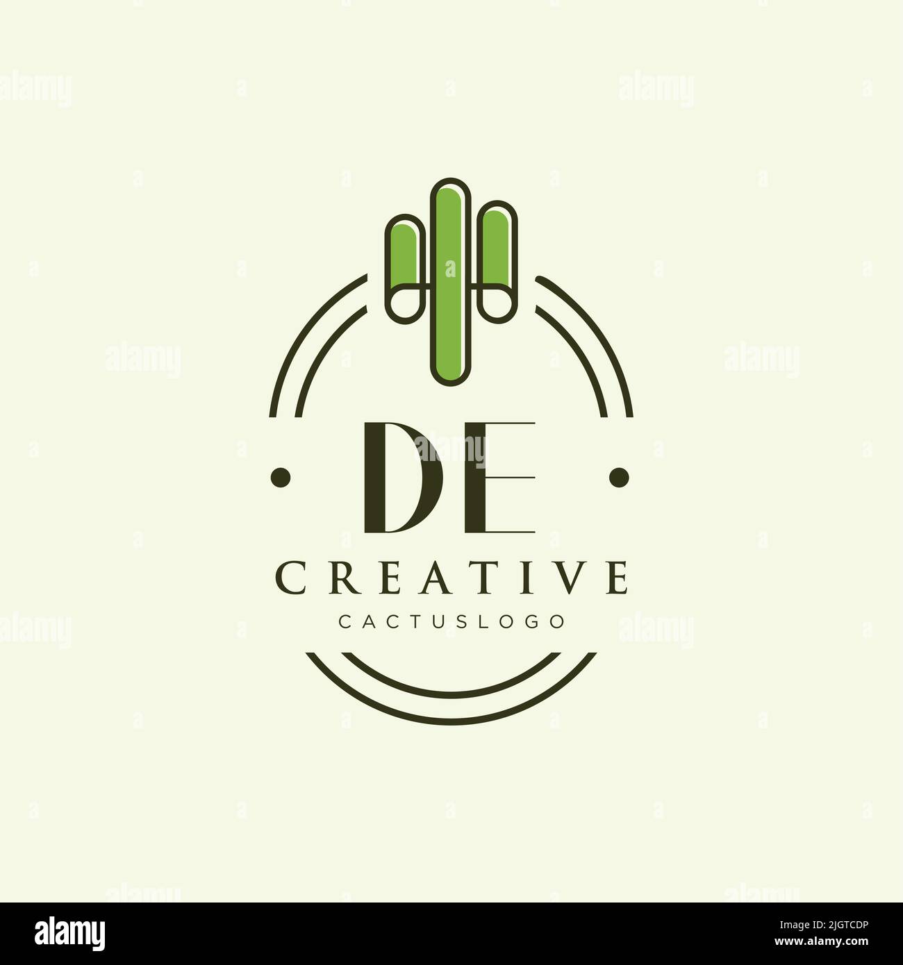 DE Initial letter green cactus logo template vector Stock Vector