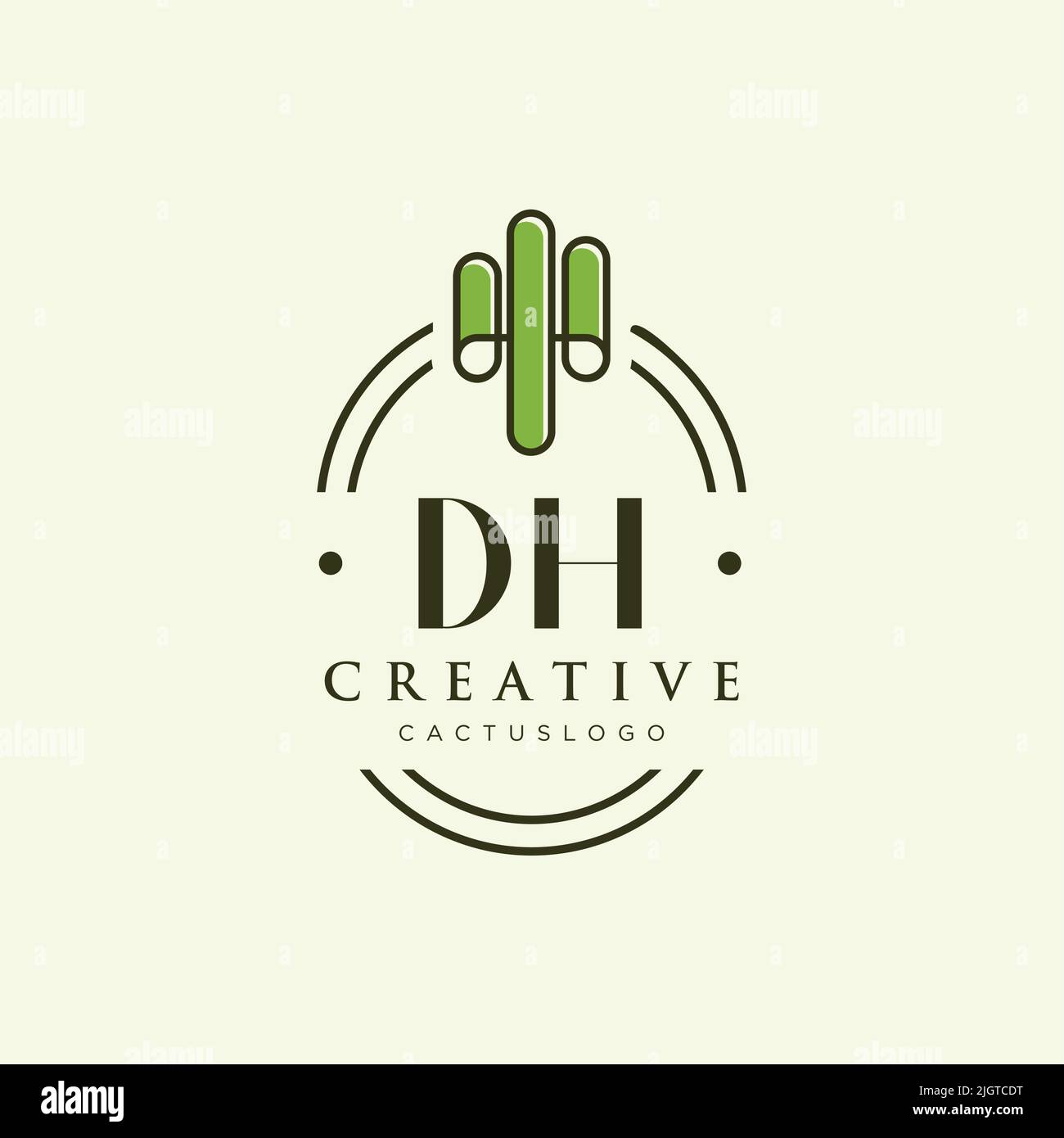 DH Initial letter green cactus logo template vector Stock Vector