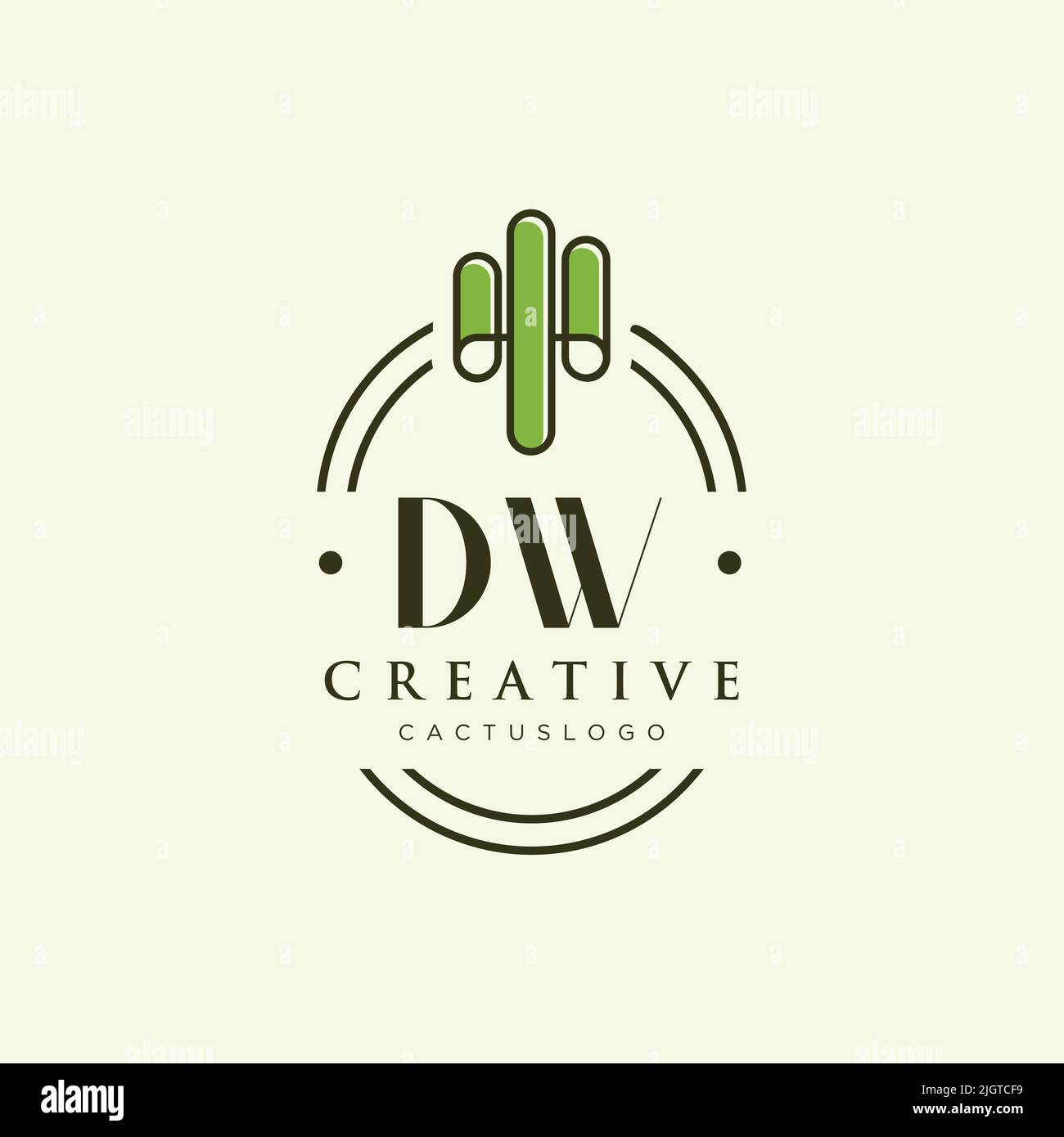 DW Initial letter green cactus logo template vector Stock Vector