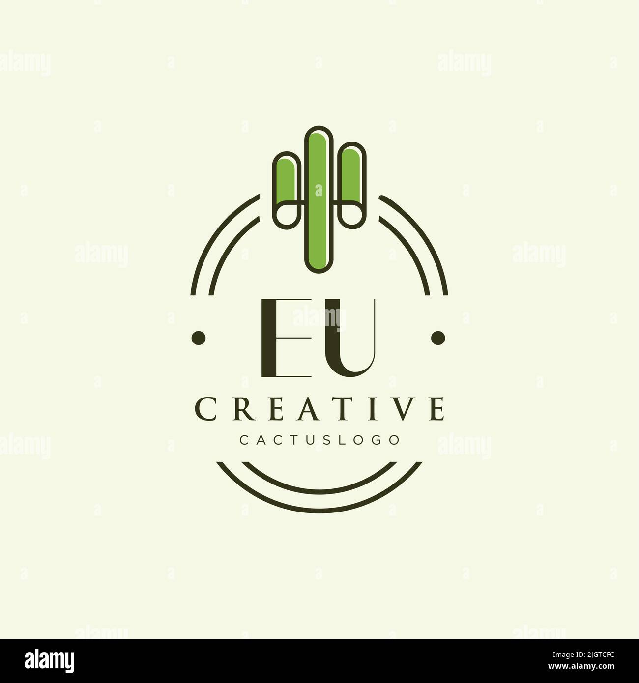 EU Initial letter green cactus logo template vector Stock Vector