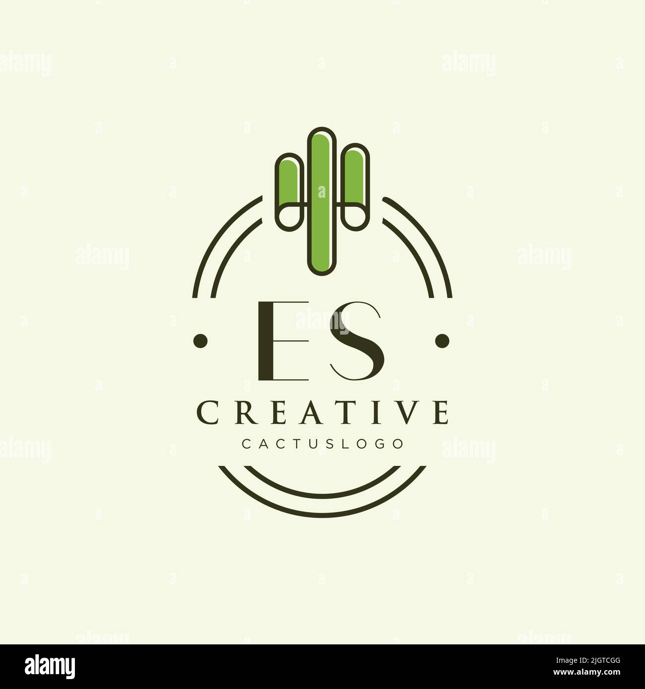 ES Initial letter green cactus logo template vector Stock Vector