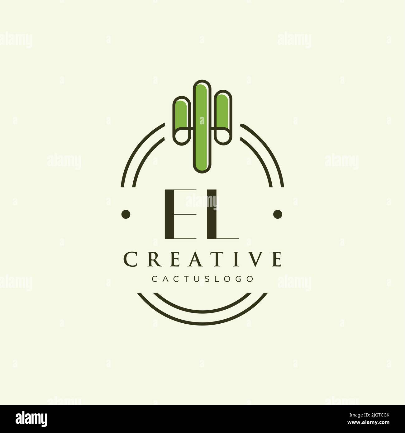 EL Initial letter green cactus logo template vector Stock Vector