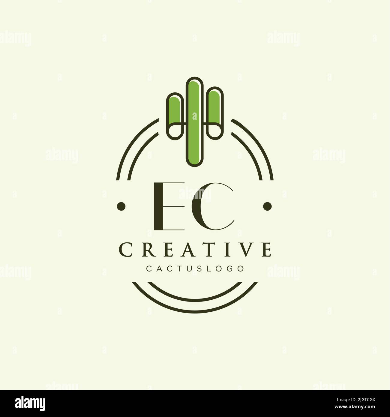 EC Initial letter green cactus logo template vector Stock Vector