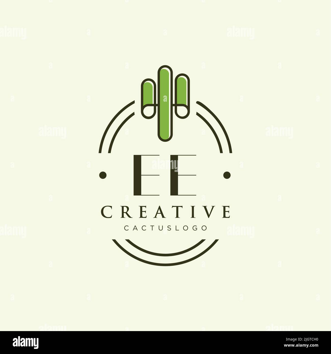 EE Initial letter green cactus logo template vector Stock Vector
