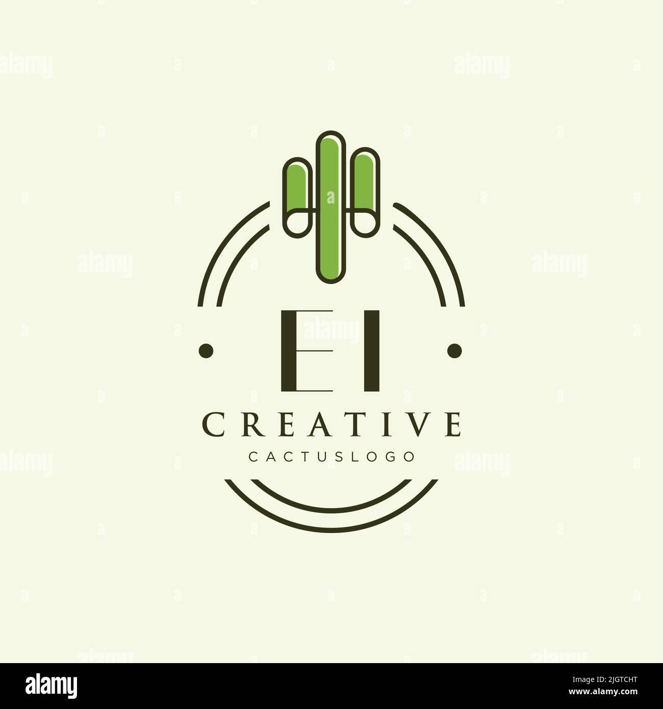 EI Initial letter green cactus logo template vector Stock Vector