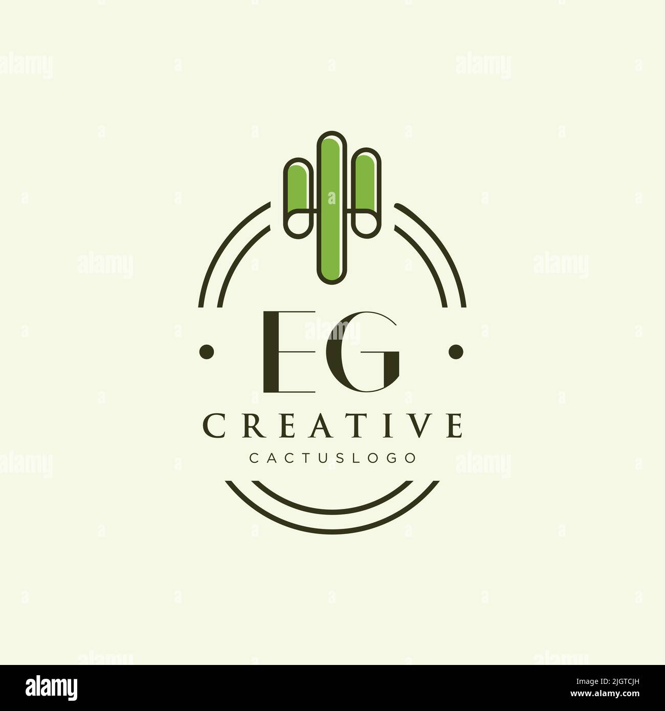 EG Initial letter green cactus logo template vector Stock Vector
