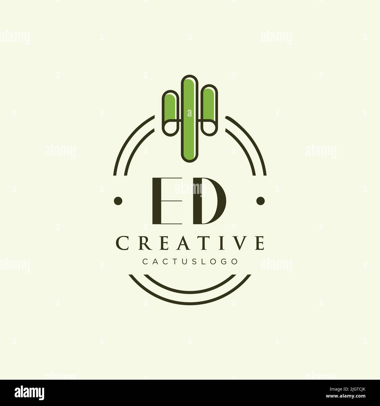 ED Initial letter green cactus logo template vector Stock Vector