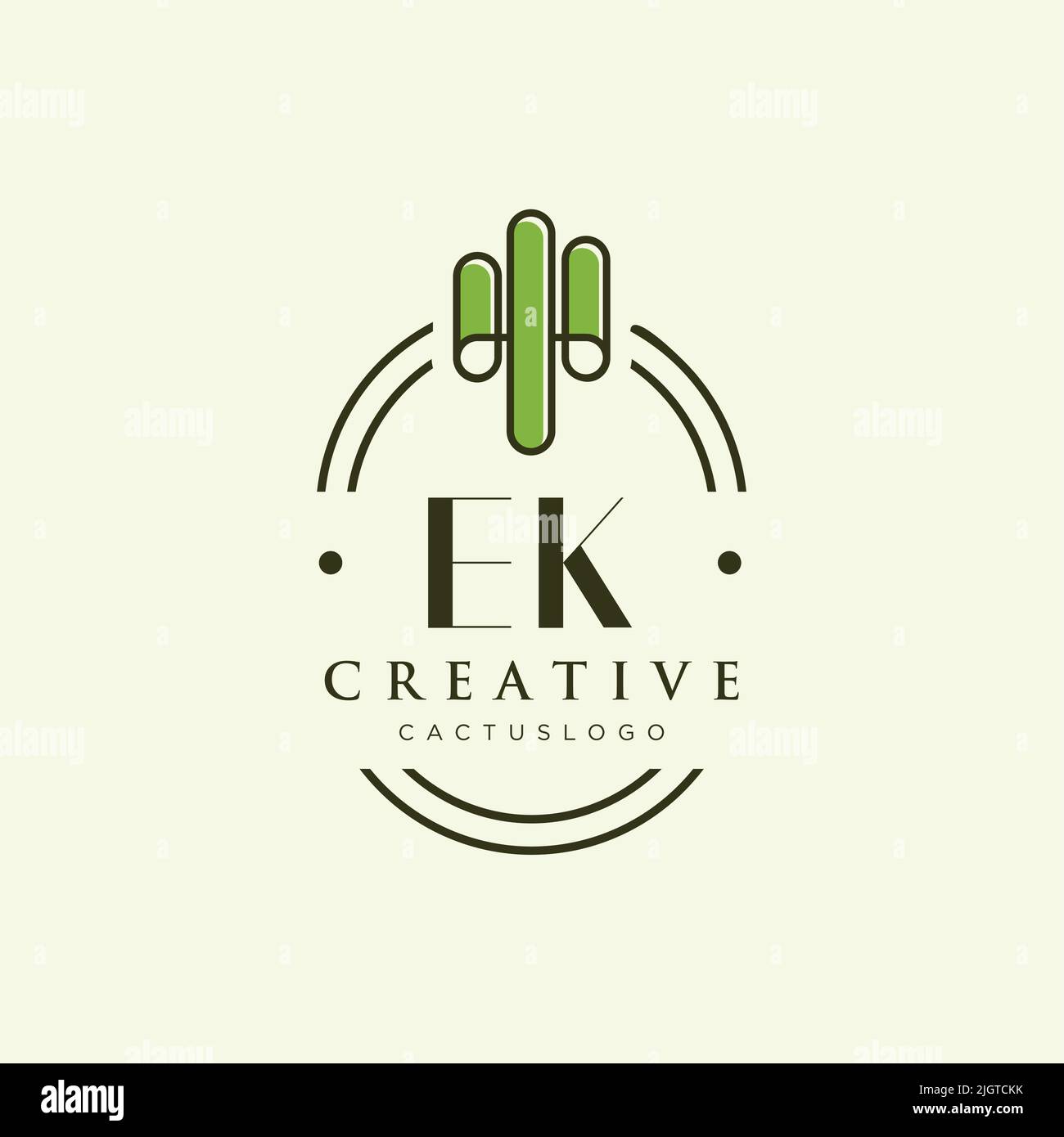 EK Initial letter green cactus logo template vector Stock Vector