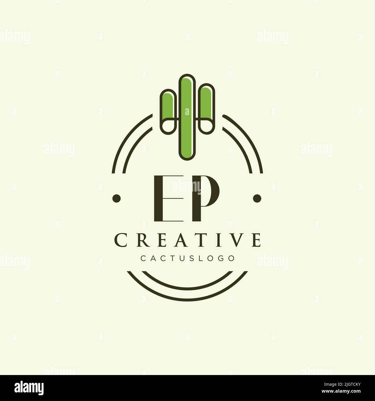 EP Initial letter green cactus logo template vector Stock Vector