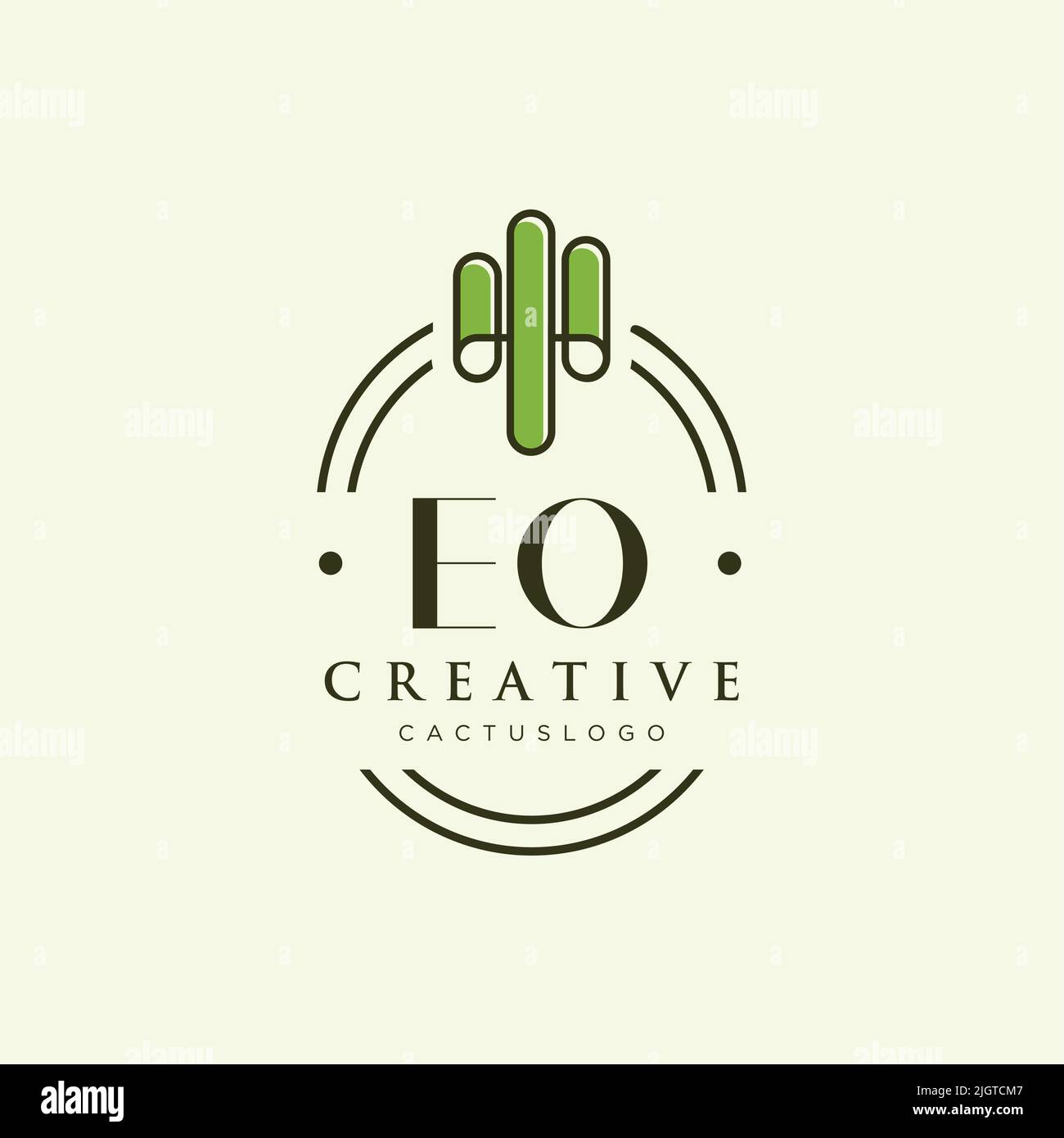 EO Initial letter green cactus logo template vector Stock Vector