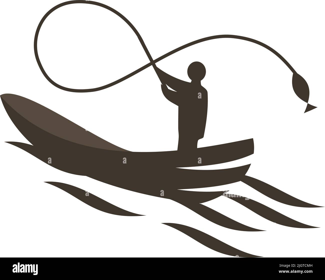 boat ship fishing logo Icon Illustration Brand Identity Stock Vector