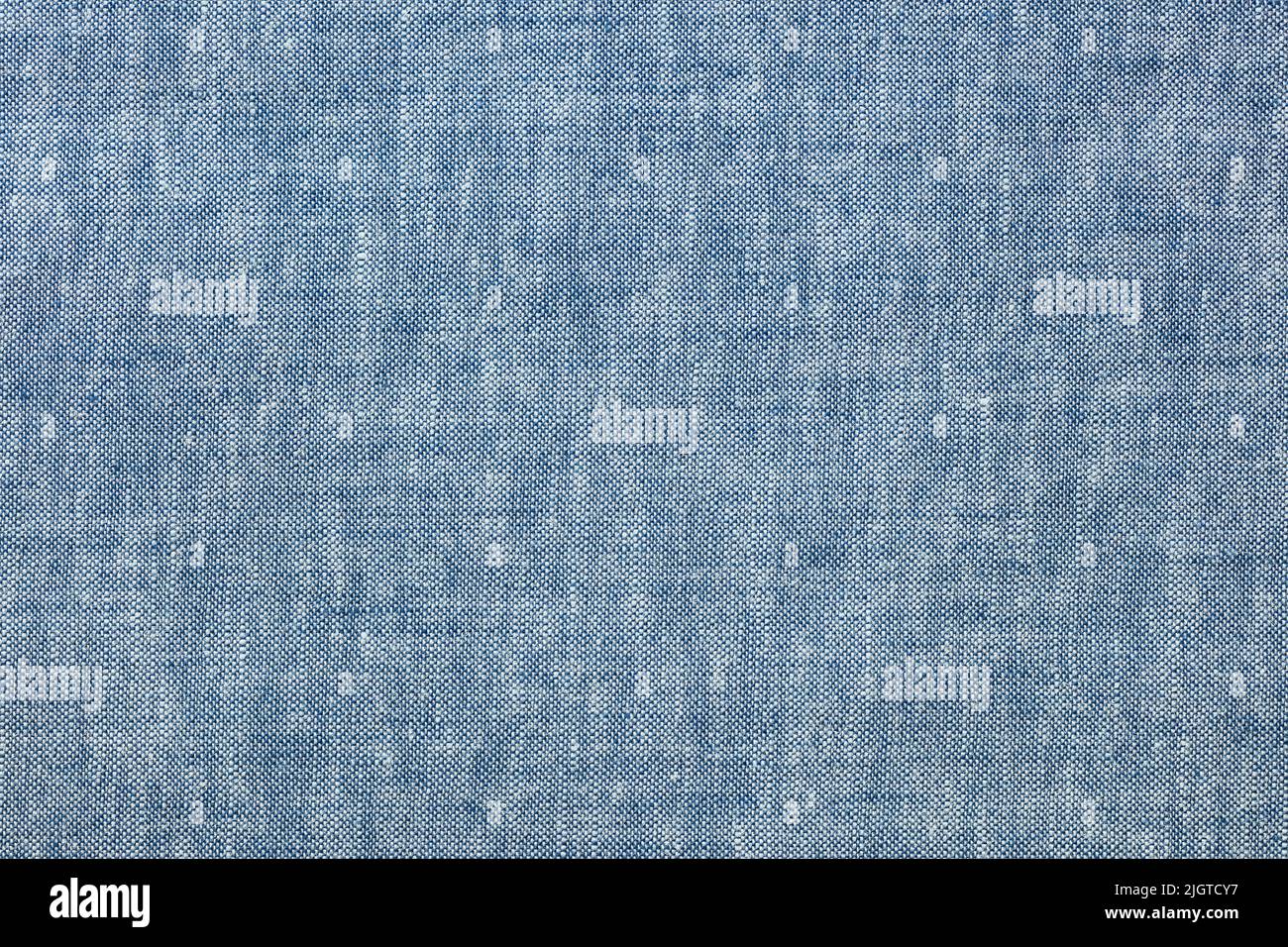 blue natural linen cotton textile texture background. high-detailed pattern. Stock Photo