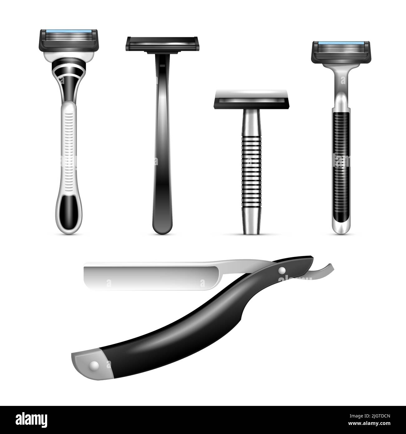 Realistic set of make razor blades isolated vector illustration Stock