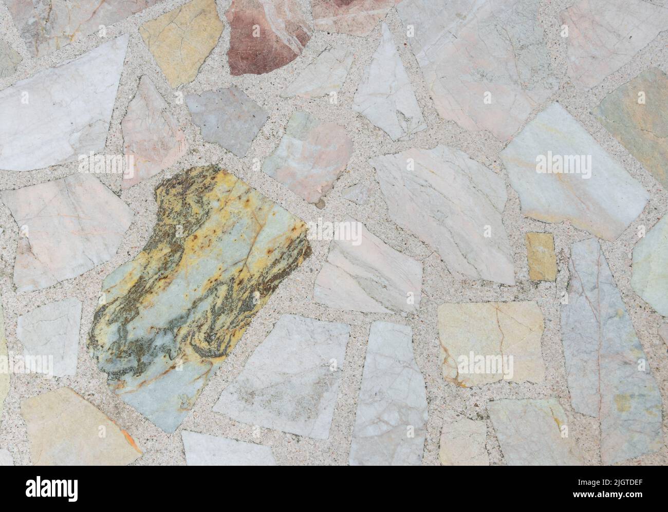 stone marble crap cover on terrazzo flooring. vintage texture old for background image horizontal Stock Photo
