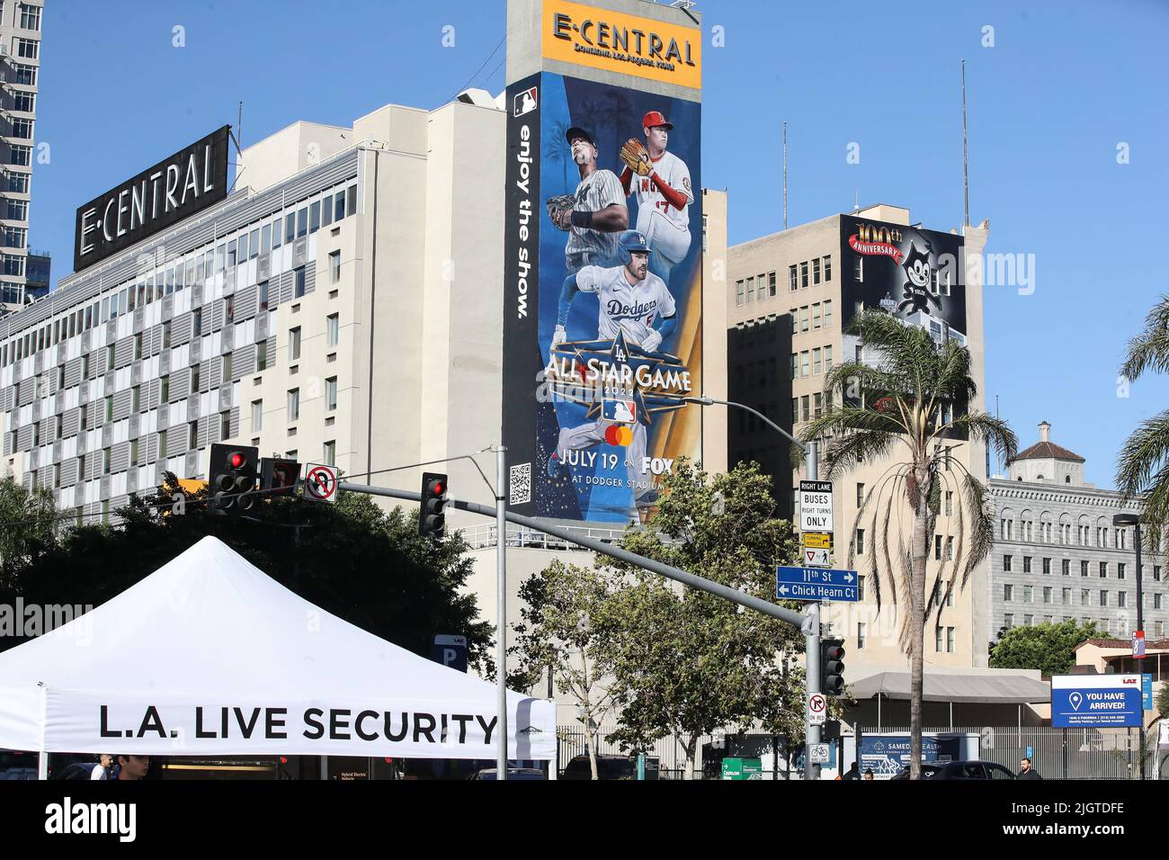 Overall view around downtown Los Angeles for set up of Capital One Play Ball Park, Tuesday July 12, 2022, in Los Angeles, Calif. (Jevone Moore/Image o Stock Photo