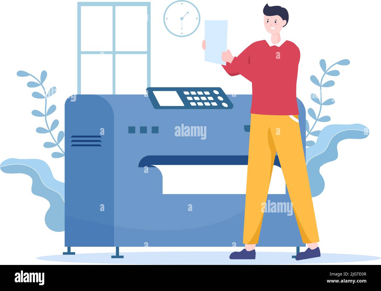 Print Shop Illustration with Production Process at Printing House and ...