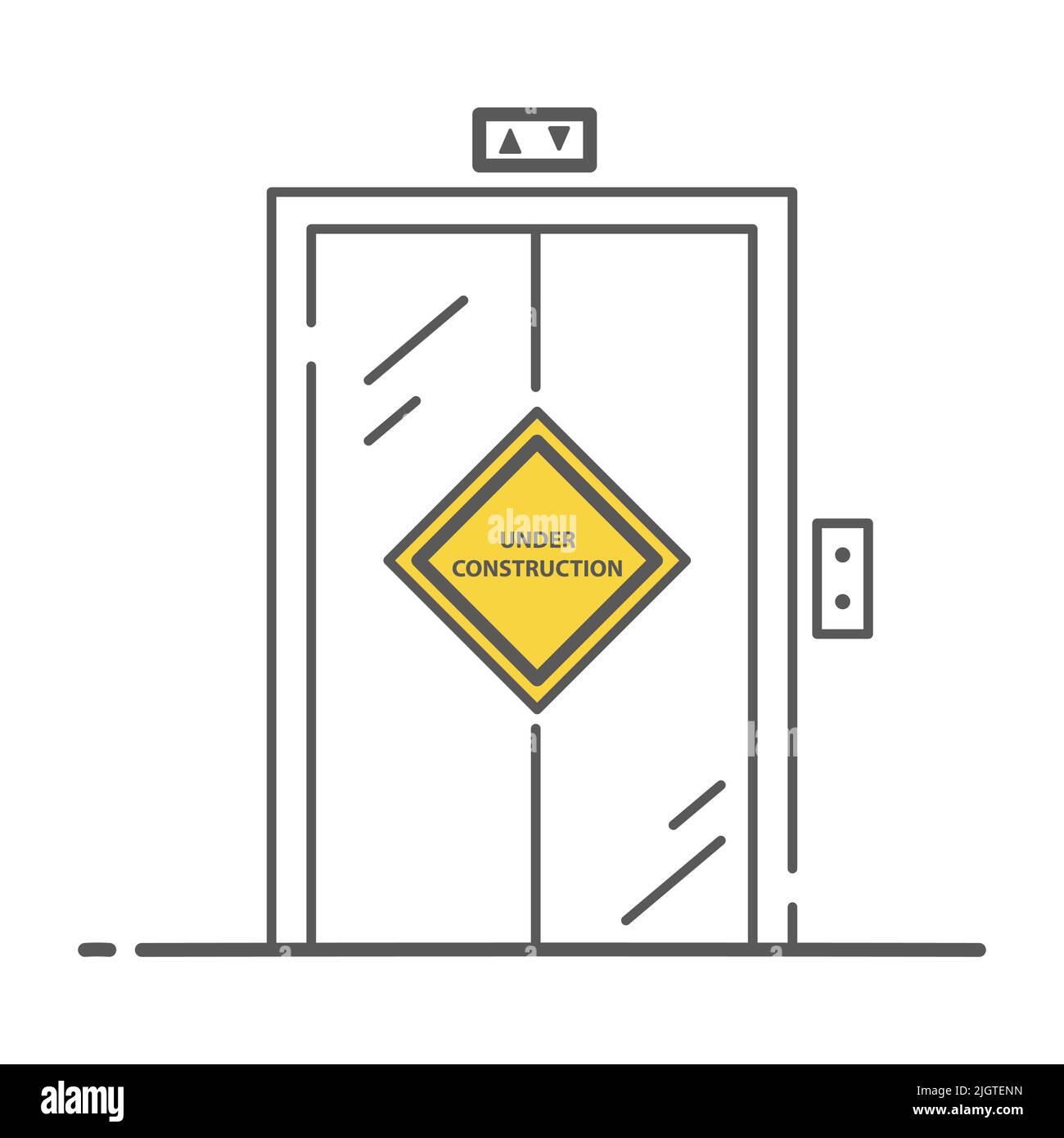 Elevator under constructionicon. Lift out of order. Outline illustration. Vector Stock Vector