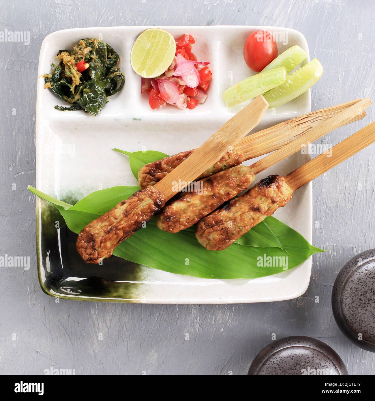 Top View Sate Lilit, Delicious Traditional Indonesian Balinese Culinary