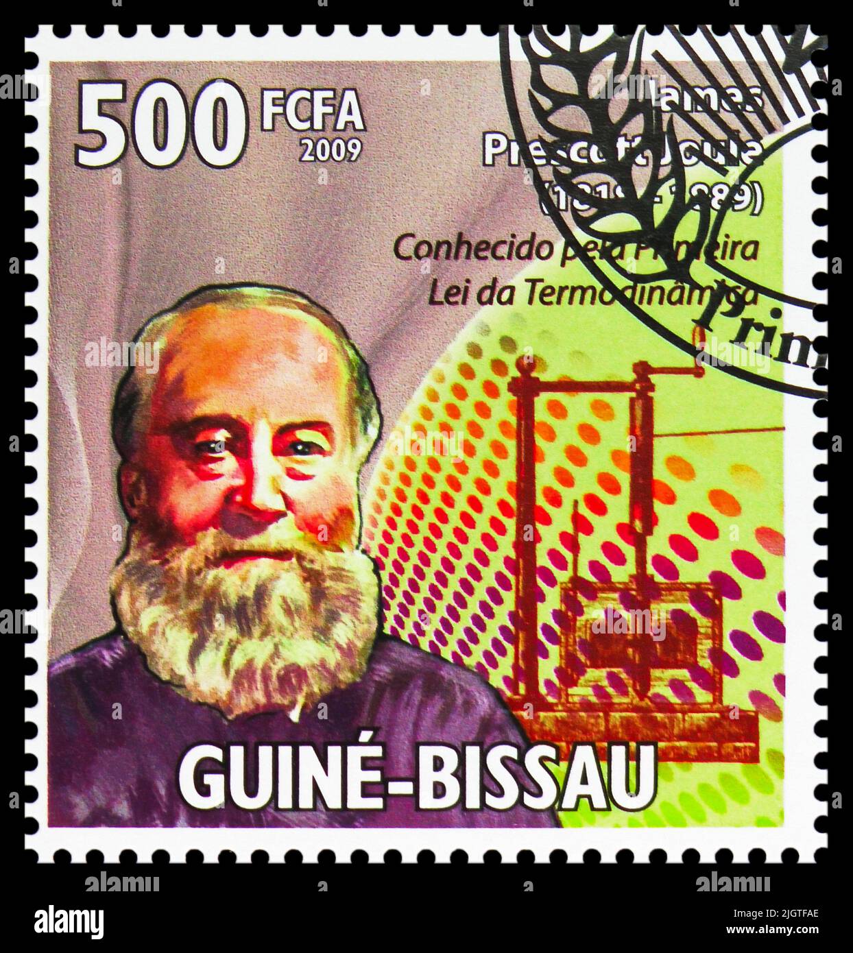 MOSCOW, RUSSIA - JUNE 17, 2022: Postage stamp printed in Guinea-Bissau shows James Prescott Joule, Famous physicists serie, circa 2009 Stock Photo