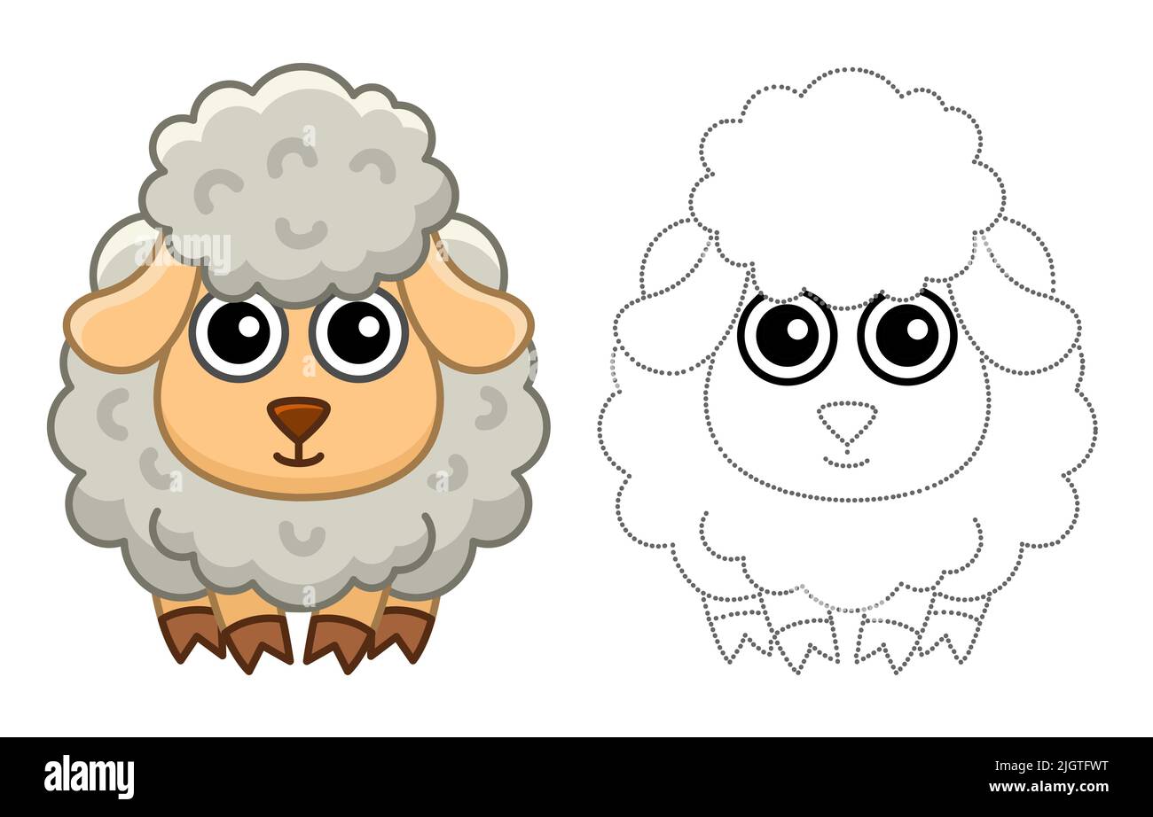 Coloring farm animal for children coloring book. Funny sheep in a ...