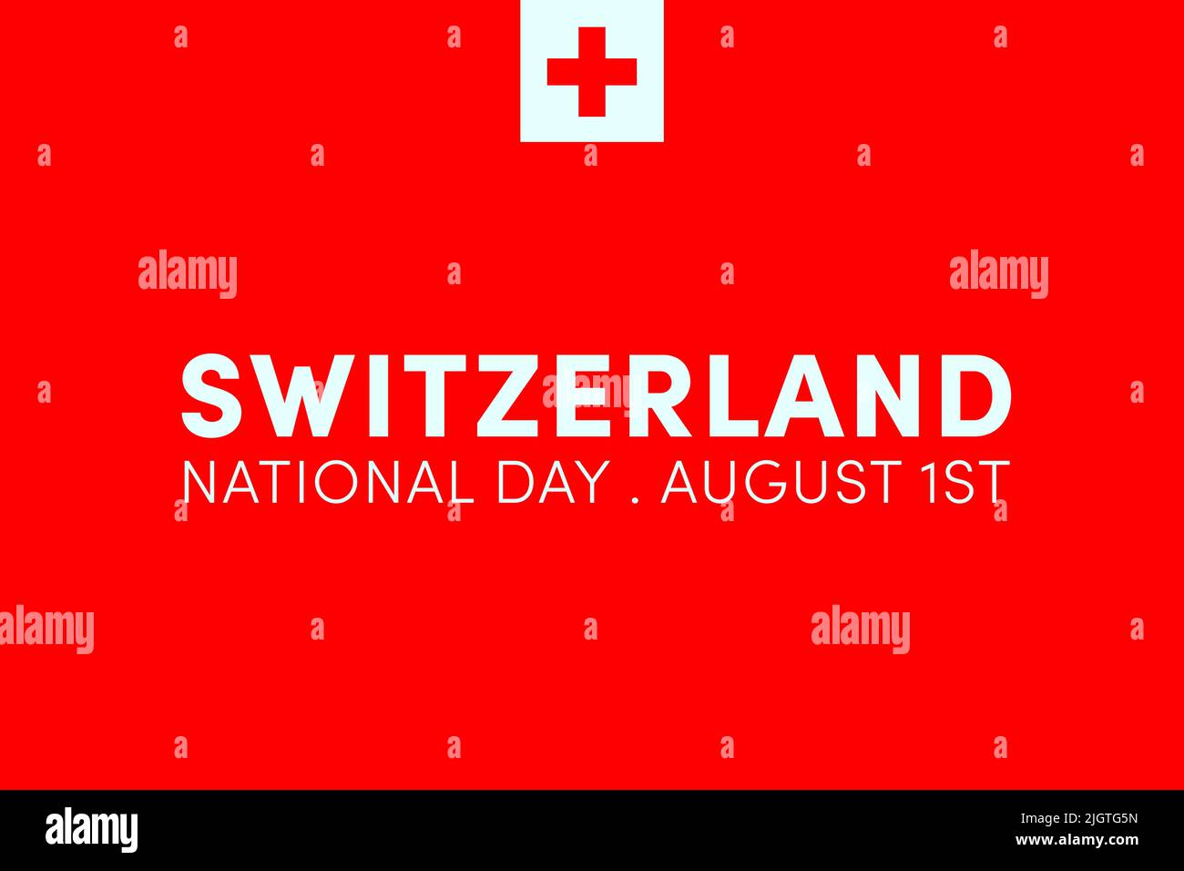 Switzerland national day. Founding of the Swiss Confederation on 1st of August. Swiss flag background. Stock Photo