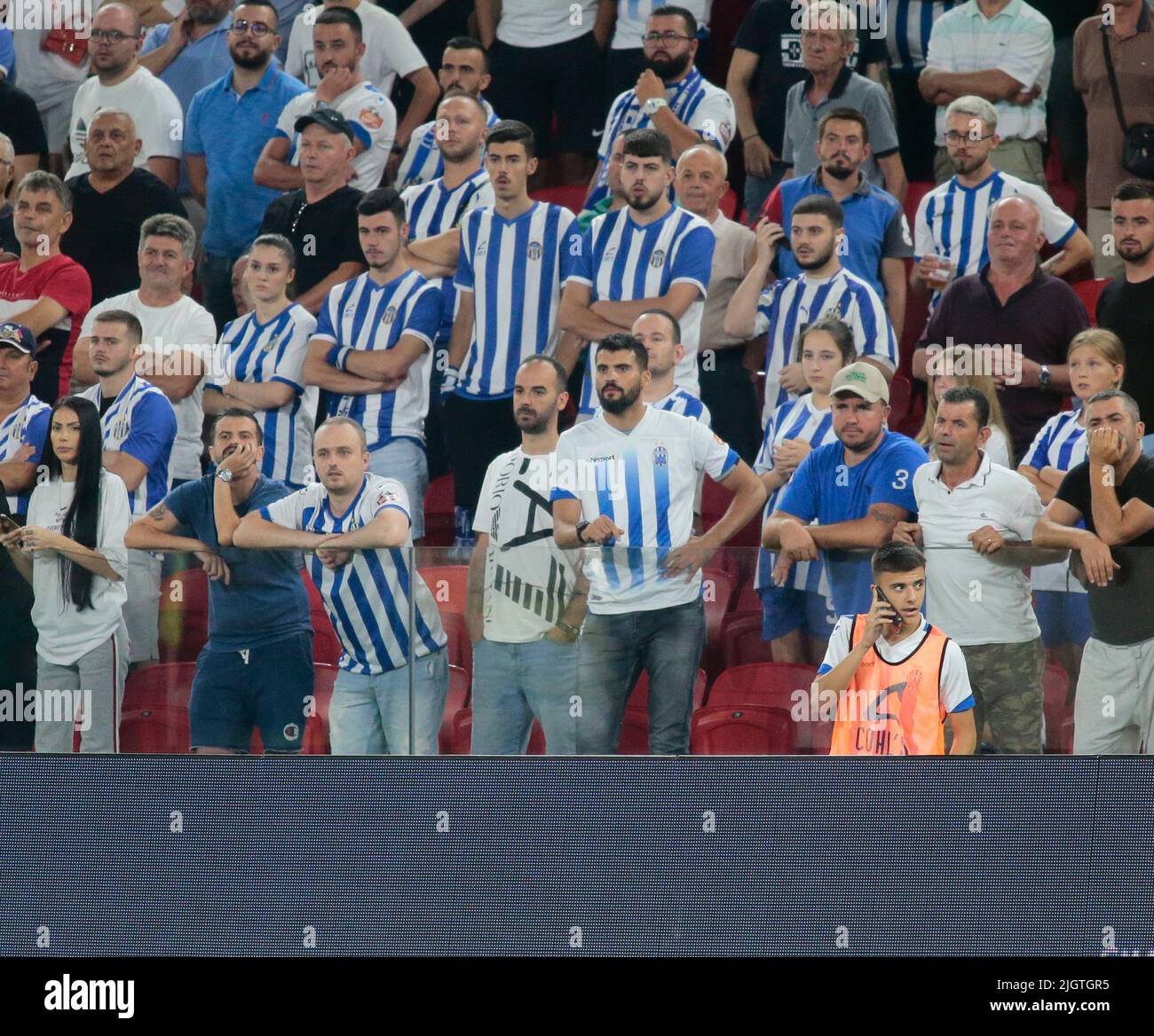 Kf Tirana supporters during the first round of UEFA Champions League  2022-2023, football match between Kf Tirana and F91 Dudelange at Air  Albania Stad Stock Photo - Alamy