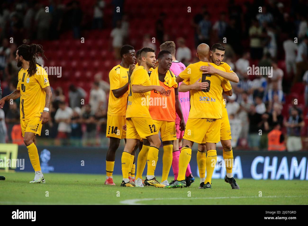 Kf Tirana team during the first round of UEFA Champions League 2022-2023,  football match between Kf Tirana and F91 Dudelange at Air Albania Stadium  Stock Photo - Alamy