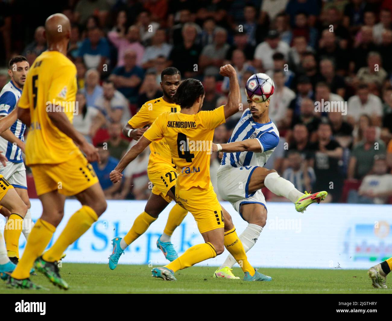 Kf Tirana team during the first round of UEFA Champions League 2022-2023,  football match between Kf Tirana and F91 Dudelange at Air Albania Stadium  Stock Photo - Alamy