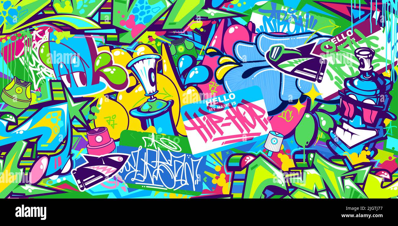Cool Abstract Urban Street Art Graffiti Style Vector Illustration  Background Template Stock Vector Image & Art - Alamy